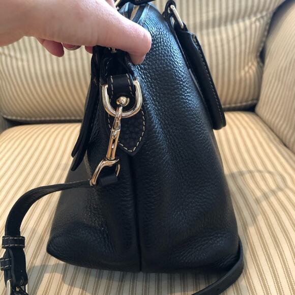 Dooney & Bourke Navy Pebbled Leather Dillen Satchel with Crossbody Strap - Picture 11 of 15